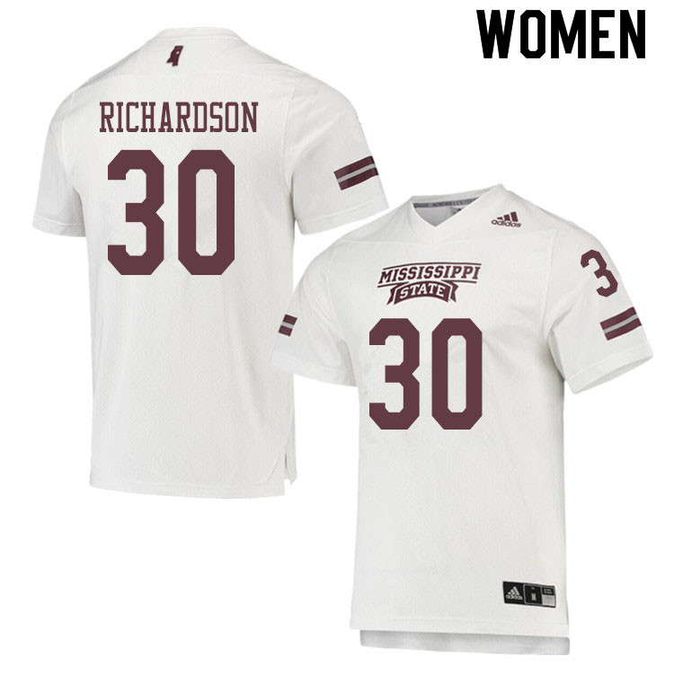 Women #30 Decamerion Richardson Mississippi State Bulldogs College Football Jerseys Sale-White